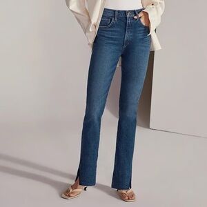 NWOT Favorite Daughter Valentina Shortie Split Raw Hem Mini Bootcut Jeans